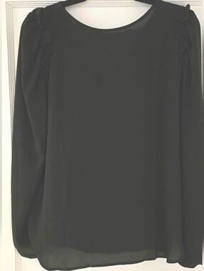 LOFT Black Women's Ruffle Sleeve Blouse